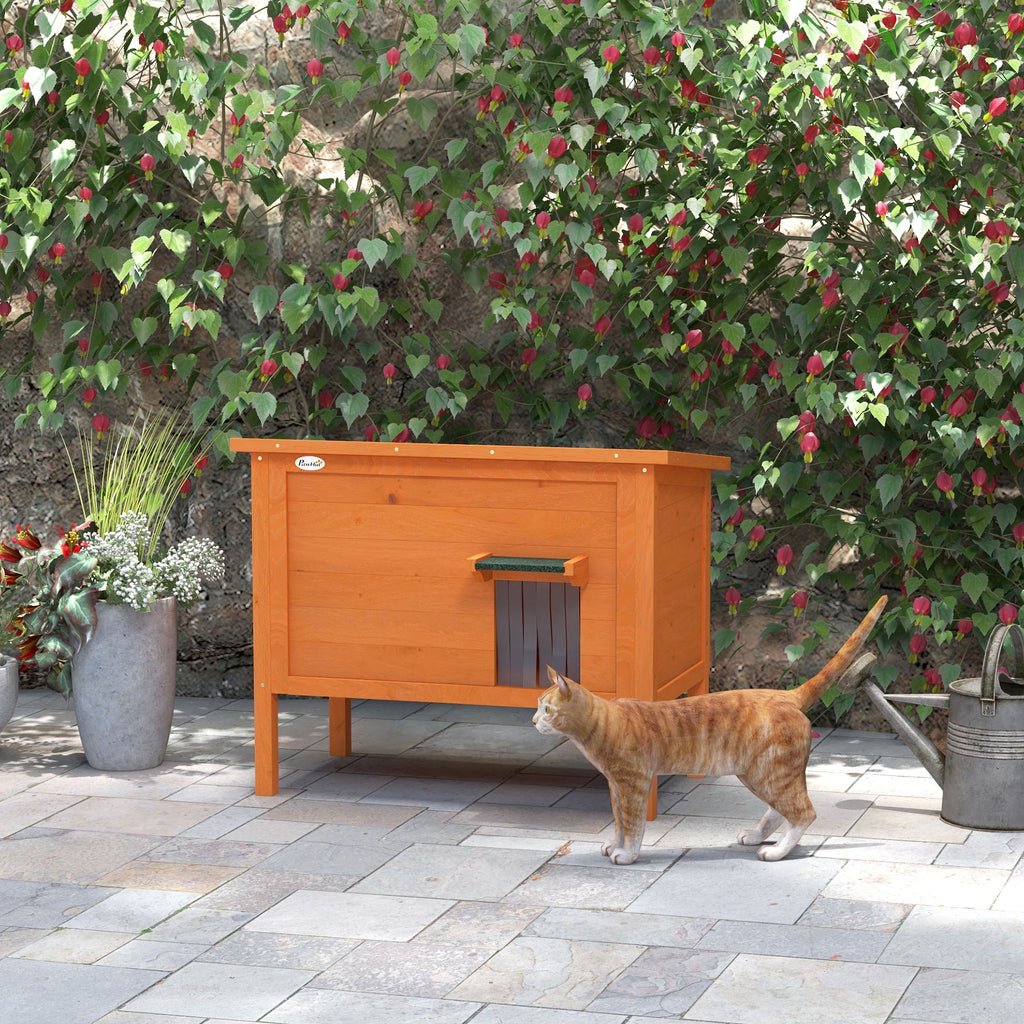 Isolerat utomhushus för katt med 6-sidig isolering – Orange/Grön, 85 cm