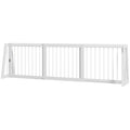 Utdragbar Hundgrind i Trä, Justerbar 71-190 cm, Fristående Skyddsgaller, Vit
