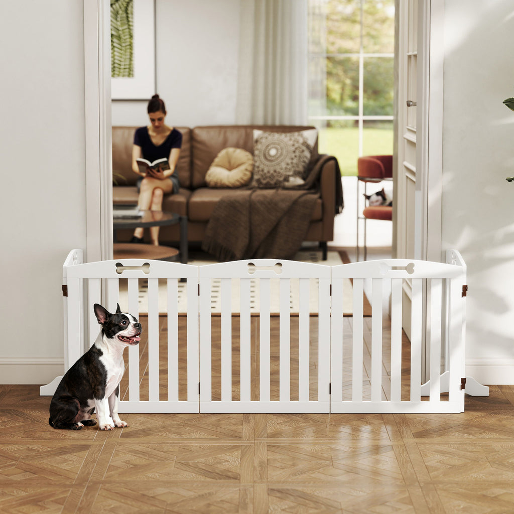 Fristående Hundgrind – Vikbar & Stabil (Vit, 258 cm)