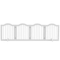 Fristående Hundgrind i Trä – 4 Paneler & Stödfötter (Vit, 203 cm)