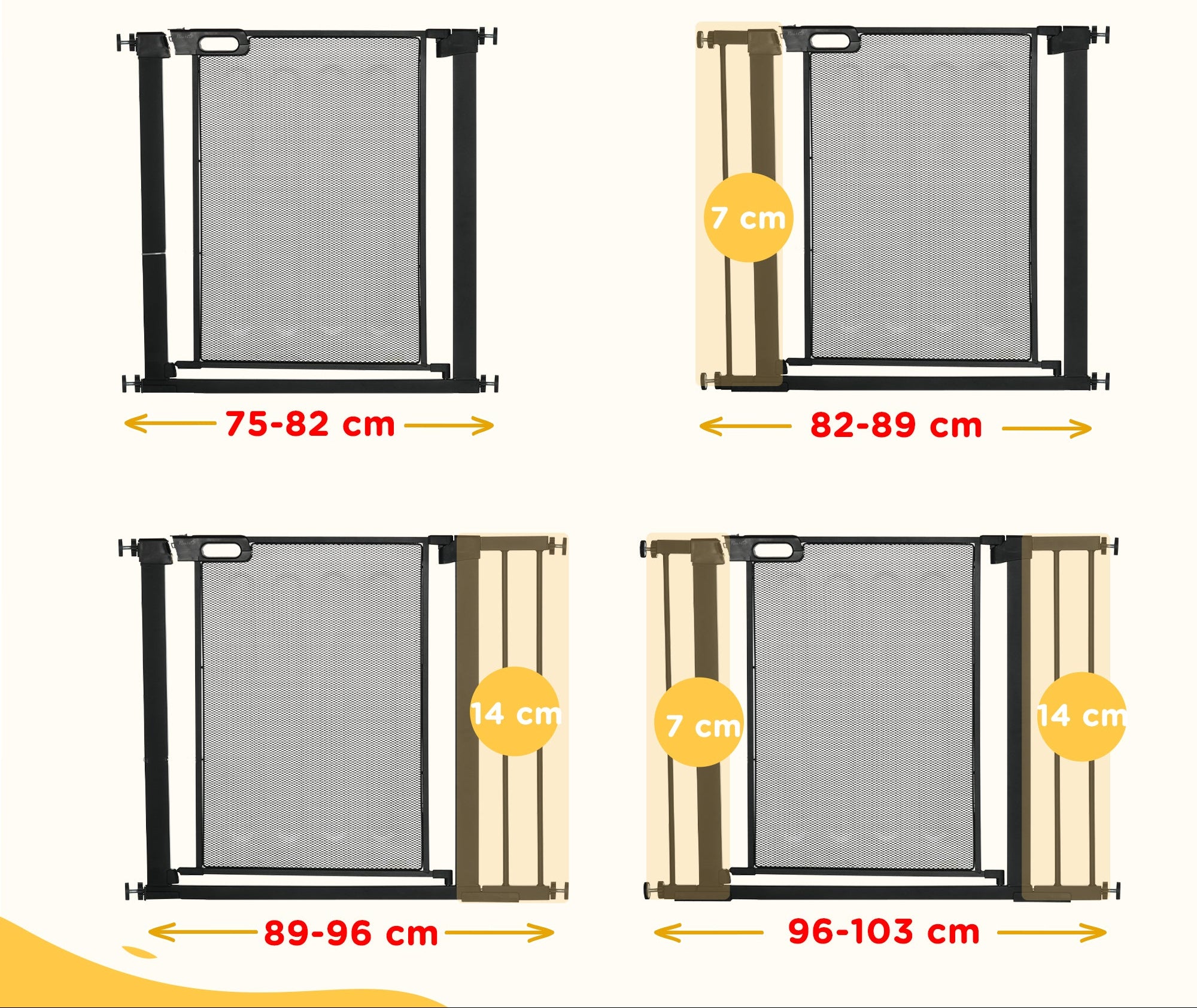 PawHut Justerbar Säkerhetsgrind för Husdjur – Svart – 75–103 cm