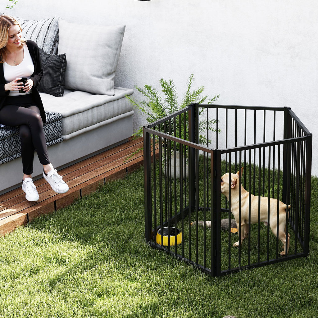 Multifunktionell Hundhage & Grind – 5 Paneler (Svart, 76 cm)