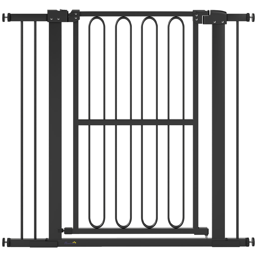 Justerbar hundgrind 76-104 cm – Svart metallgrind för dörrar och trappor