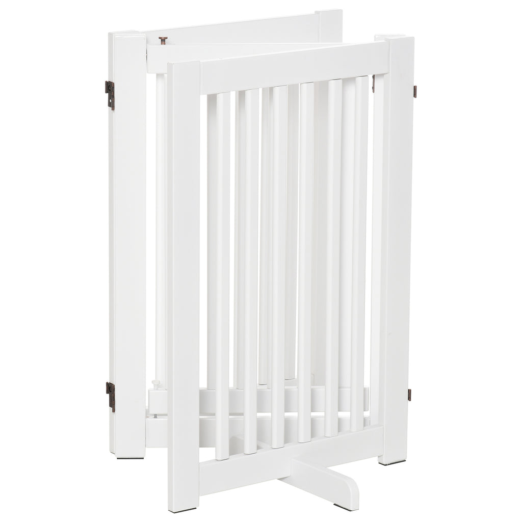 PawHut Fristående Säkerhetsgrind med Dörr – 3 Paneler – Vit – 155 cm