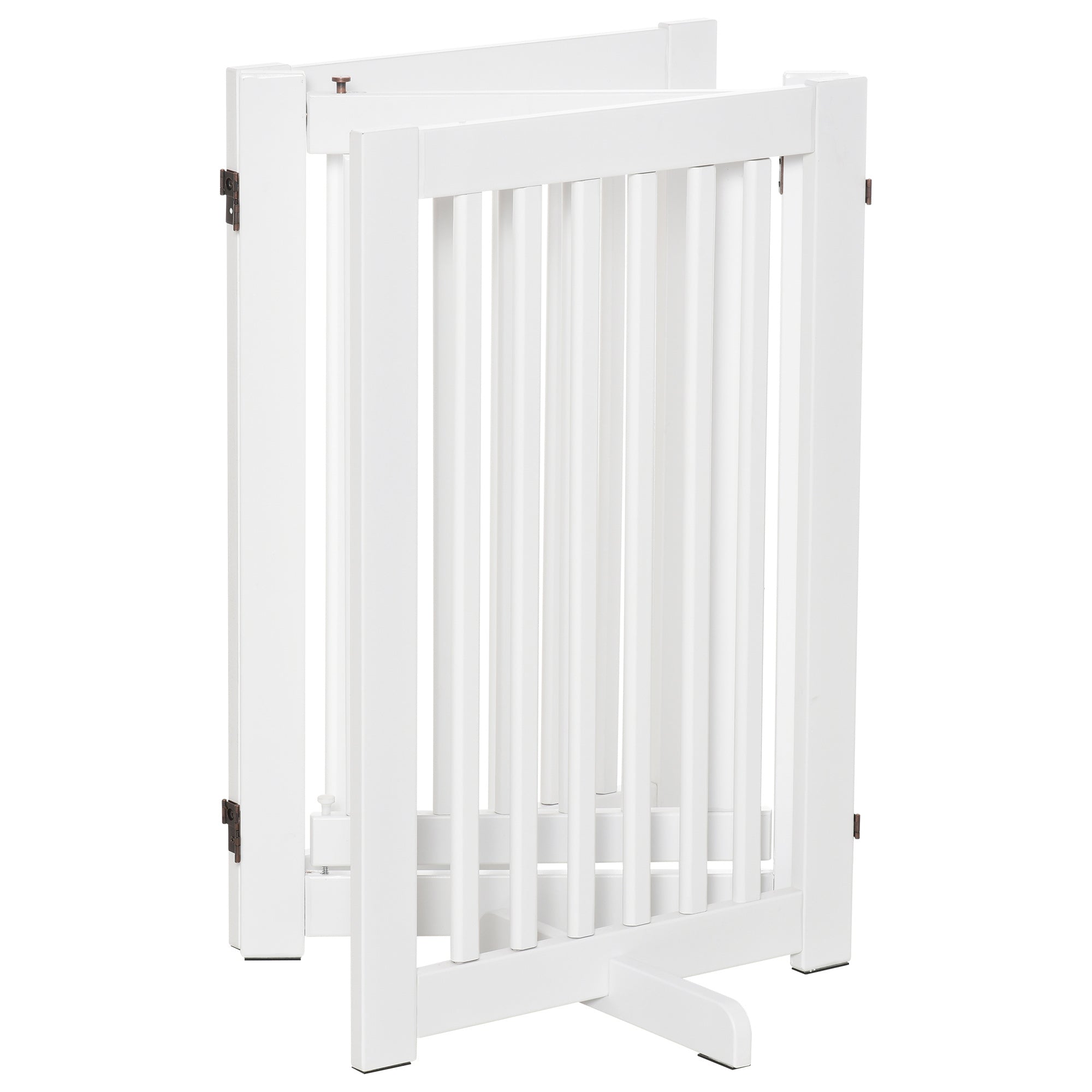 PawHut Fristående Säkerhetsgrind med Dörr – 3 Paneler – Vit – 155 cm