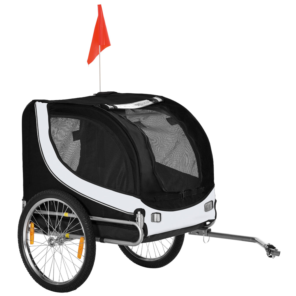 PawHut Hopfällbar Cykelvagn för Hundar – Vit/Svart – Upp till 20 kg