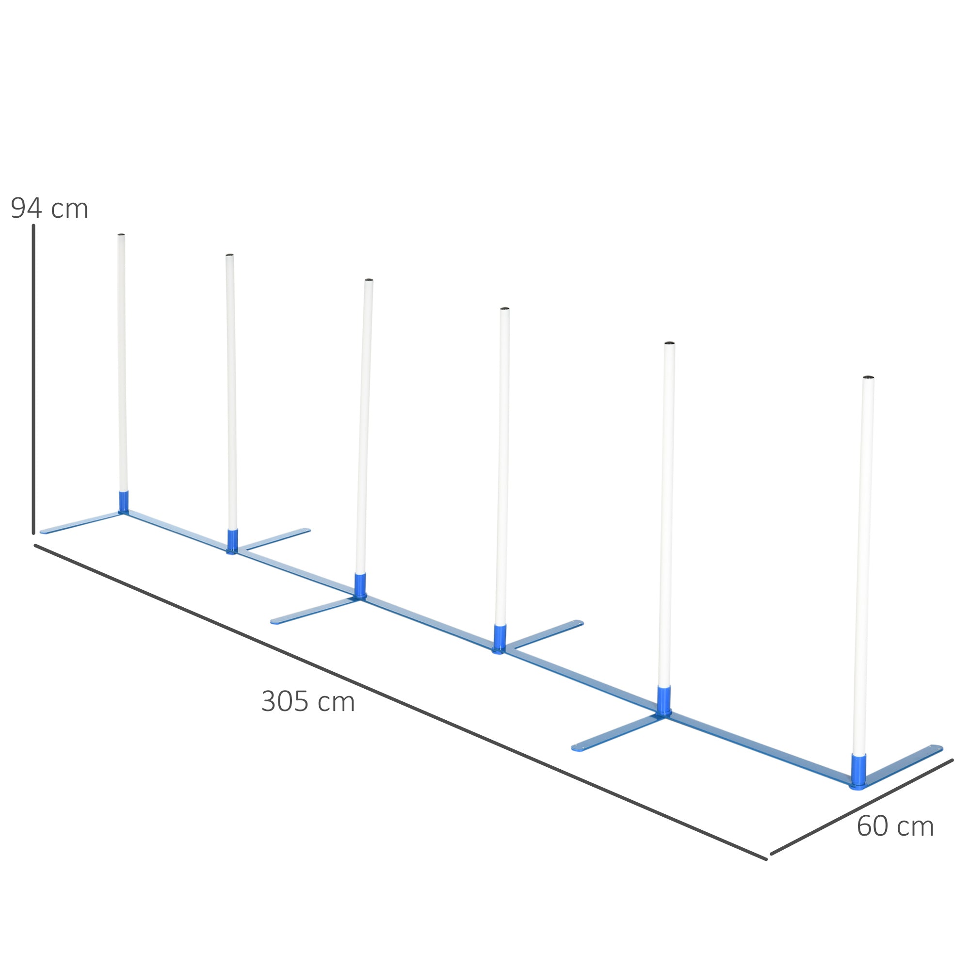 Professionellt Agility-slalom för Hundar – 6 Stolpar med Bärväska – Blå/Vit