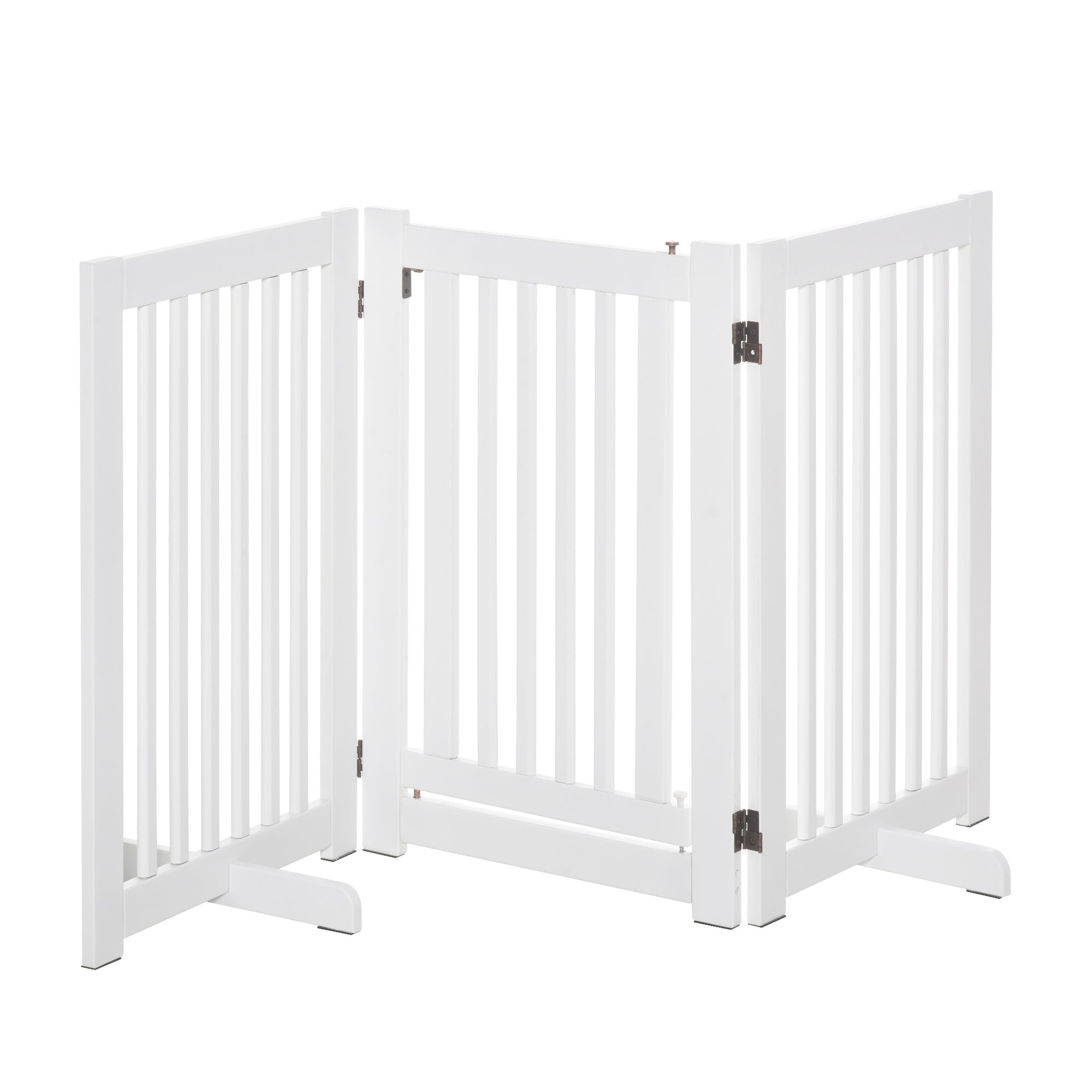 PawHut Fristående Säkerhetsgrind med Dörr – 3 Paneler – Vit – 155 cm