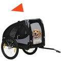 Cykelkärra för Hund upp till 20 kg – Stabil Hundkärra med Säkerhetsflagga, Svart