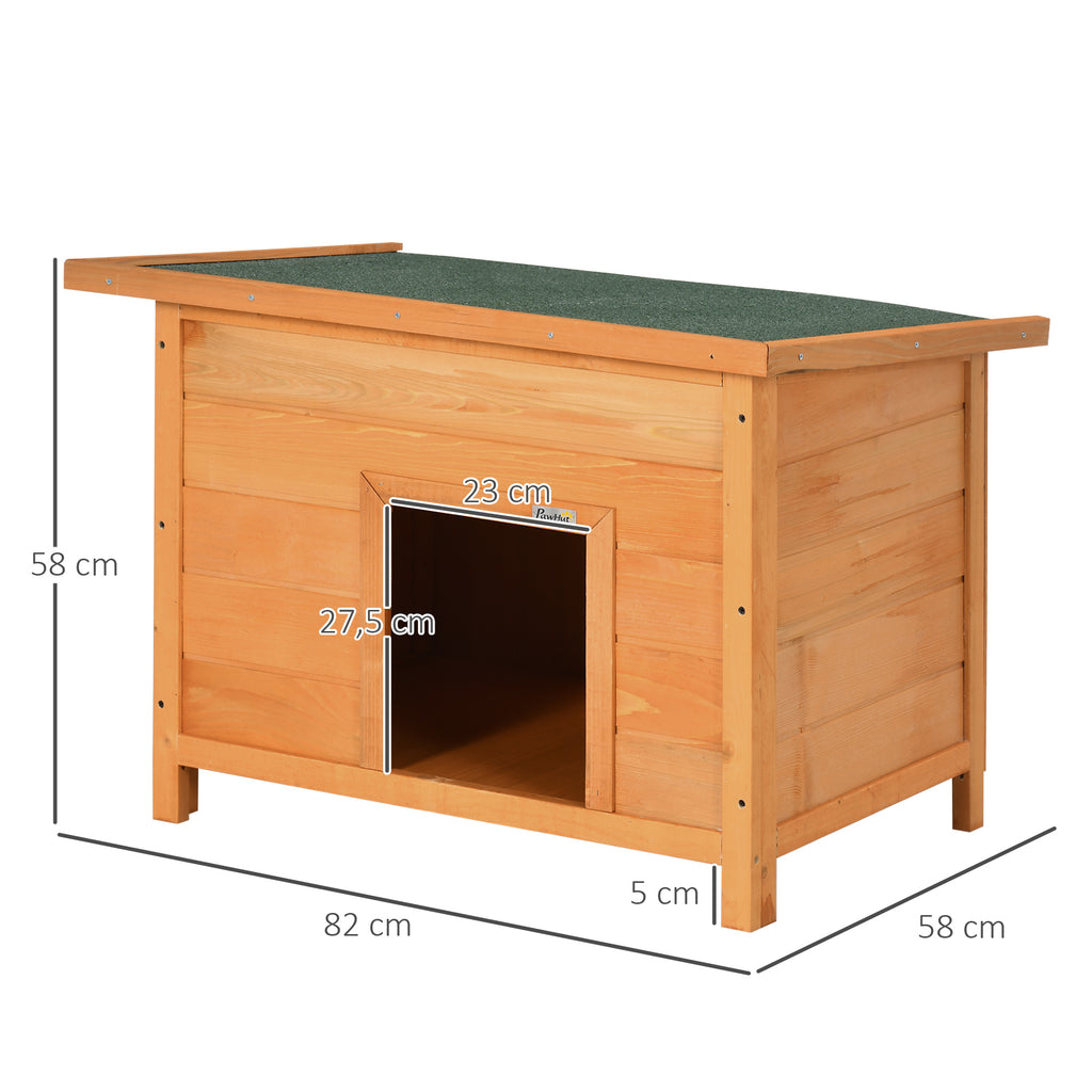 Klassisk Hundkoja i Trä med Öppningsbart Tak – Natur/Grön – 82 cm