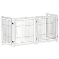 PawHut Fristående Säkerhetsgrind i Trä – 4 Paneler – Vit – 305 x 82 cm