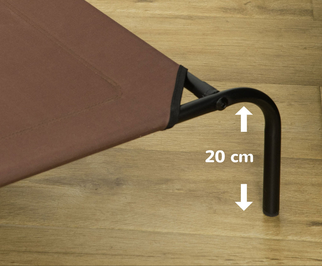 PawHut Upphöjd Hundbädd med Extra Överdrag – Grå/Kaffe – 110 x 68 cm