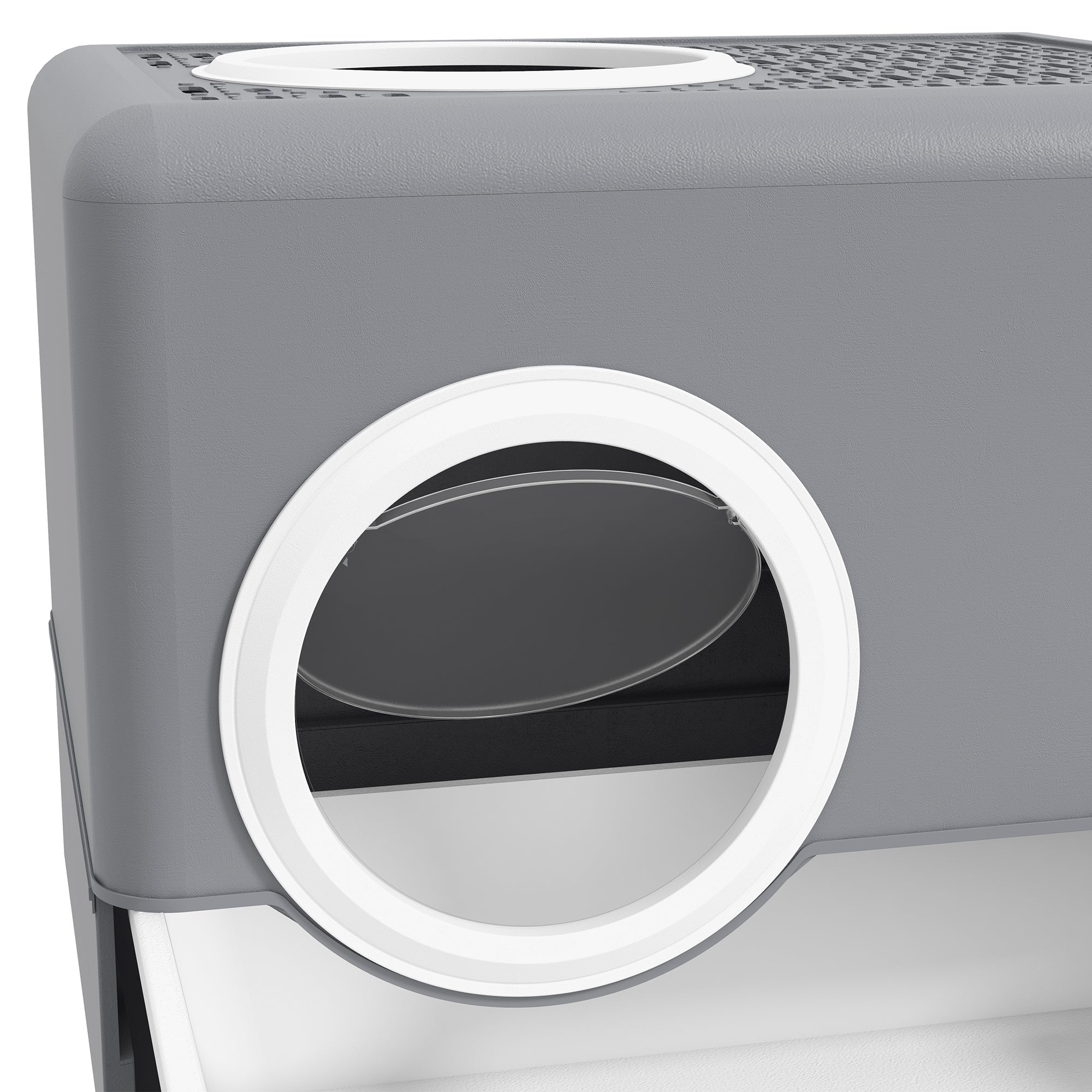 Elegant kattlåda med utdragbar låda och topputgång – Grå, 5