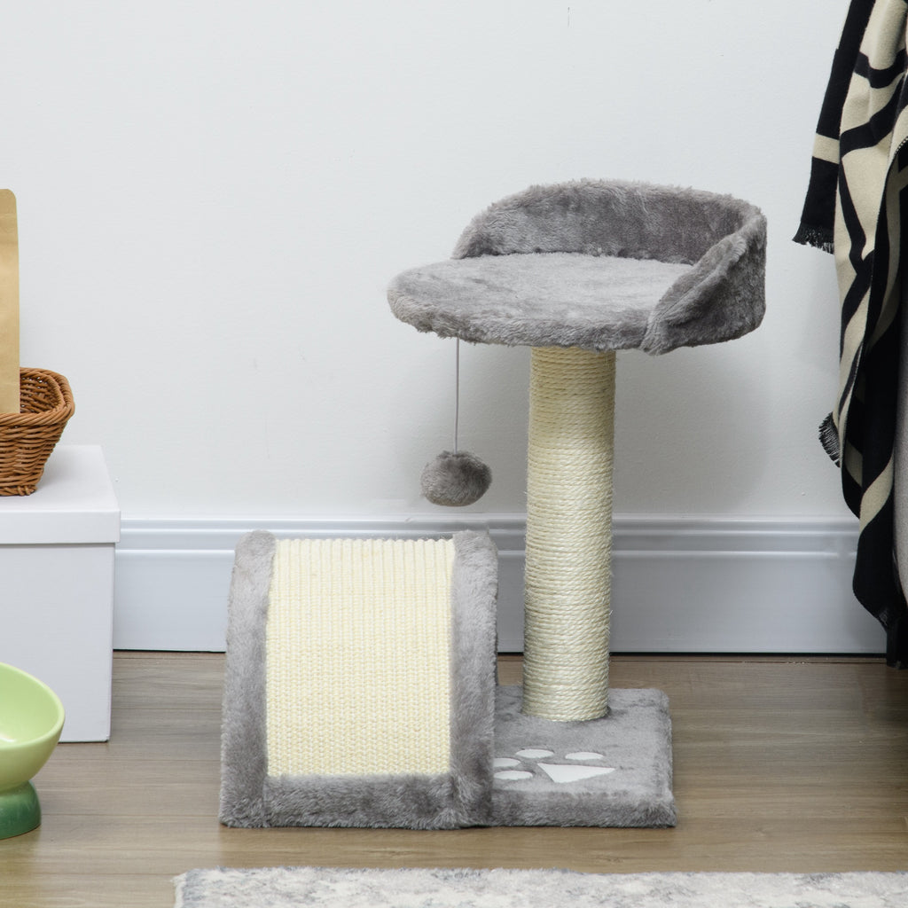 Kompakt klösträd med koja och utsiktsplats – Grå, 46 cm