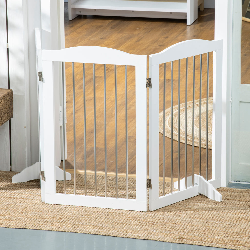PawHut Fällbart Hundstaket med 3 Paneler – Vit – 154 x 30 x 80 cm