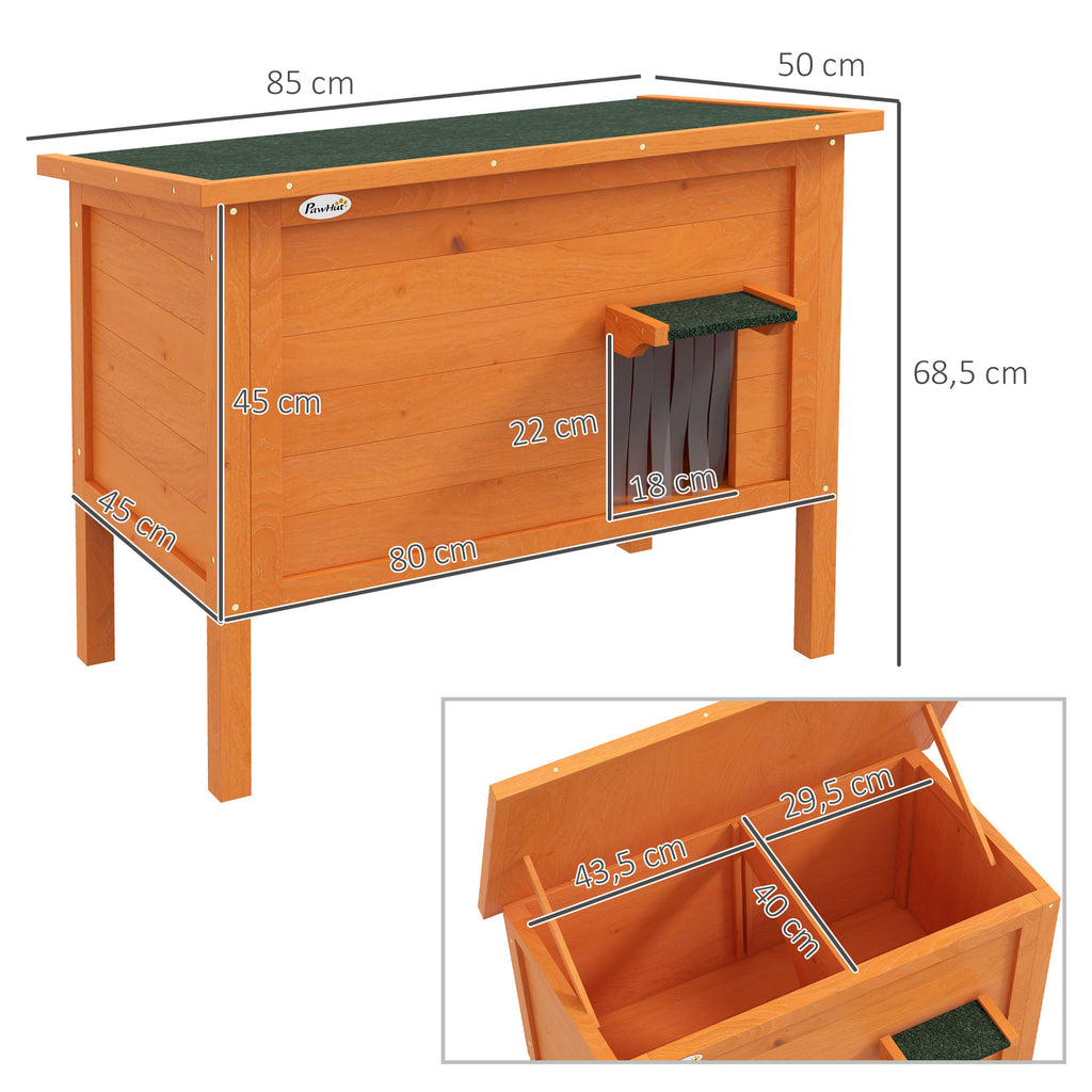 Isolerat utomhushus för katt med 6-sidig isolering – Orange/Grön, 85 cm