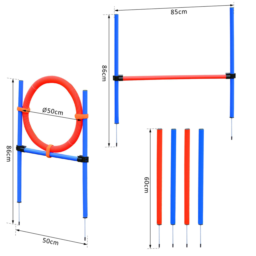 Agility-set för hundar – 3-i-1 Träningspaket med Hoppring, Slalom och Hinder