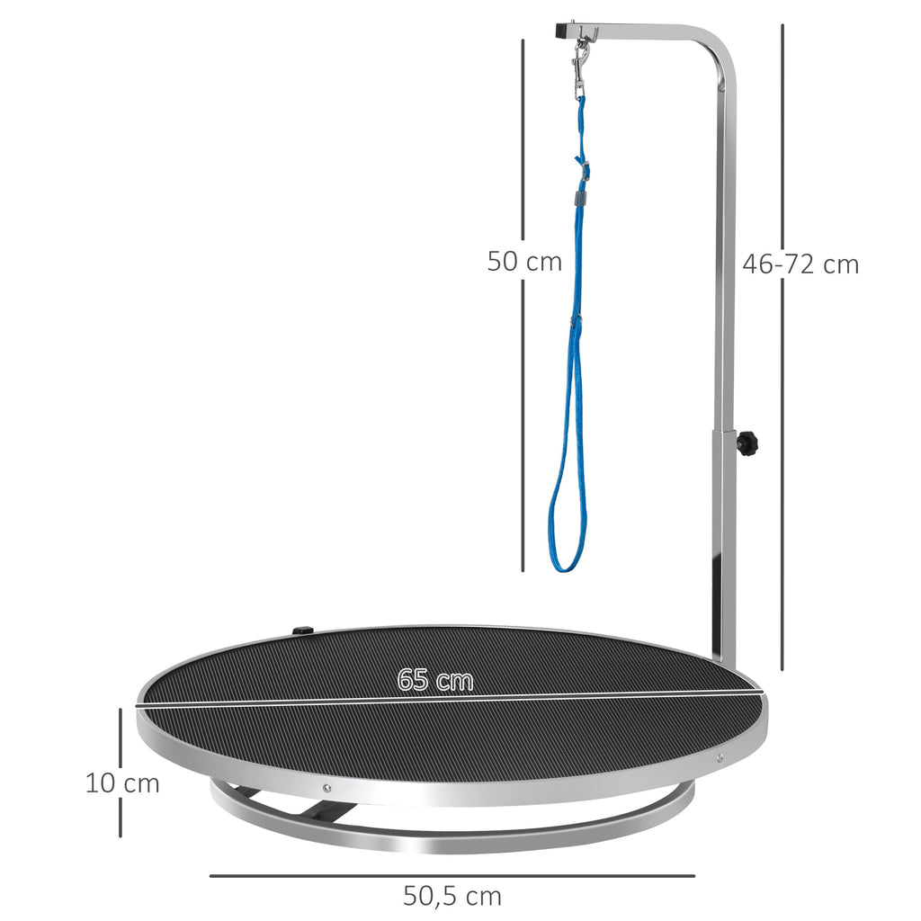 PawHut Roterbart Trimbord för Hundar – Ø65 cm – Svart – Upp till 40 kg