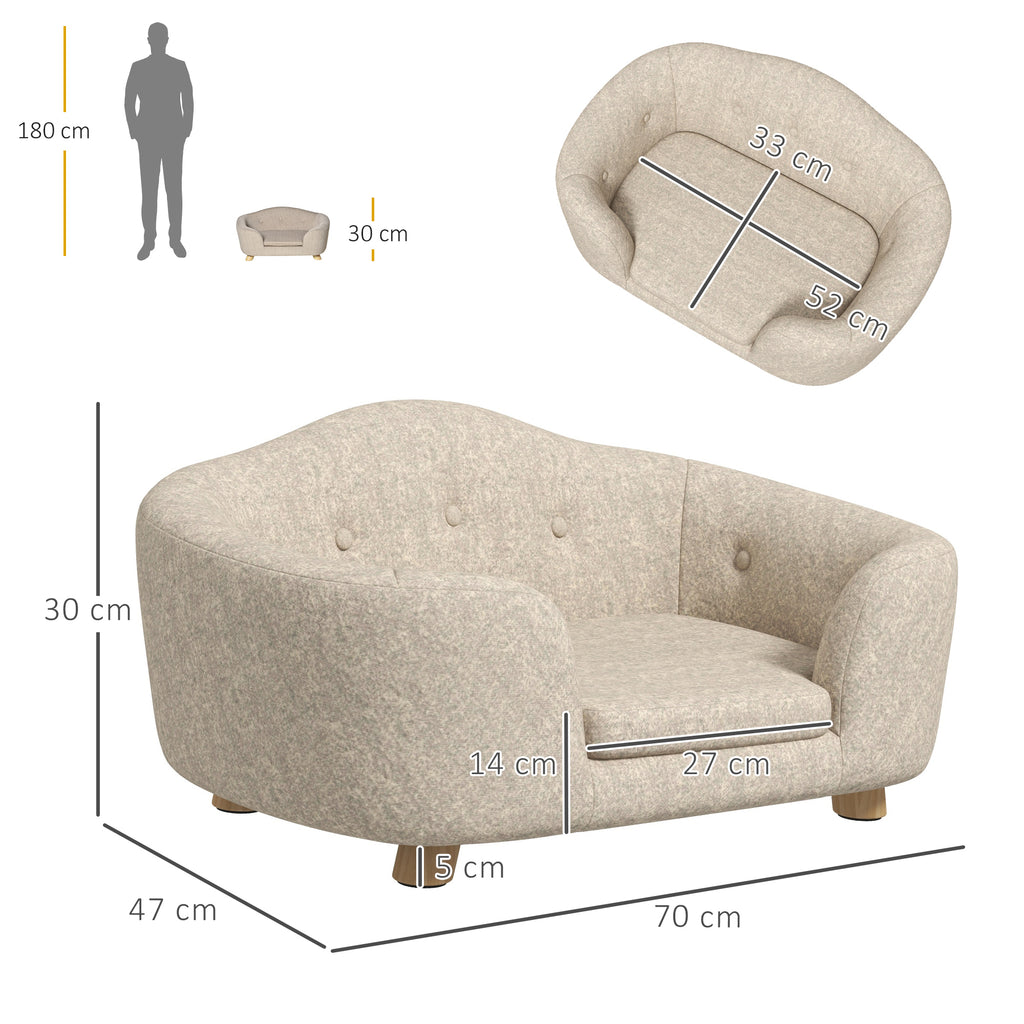 Lyxig hundsoffa i plysch med furustomme – Cremevit, 70 cm