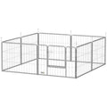 Flexibel Husdjurshage i Rostfritt Stål – 8 Paneler & Bärrem (Silver, 60 cm)