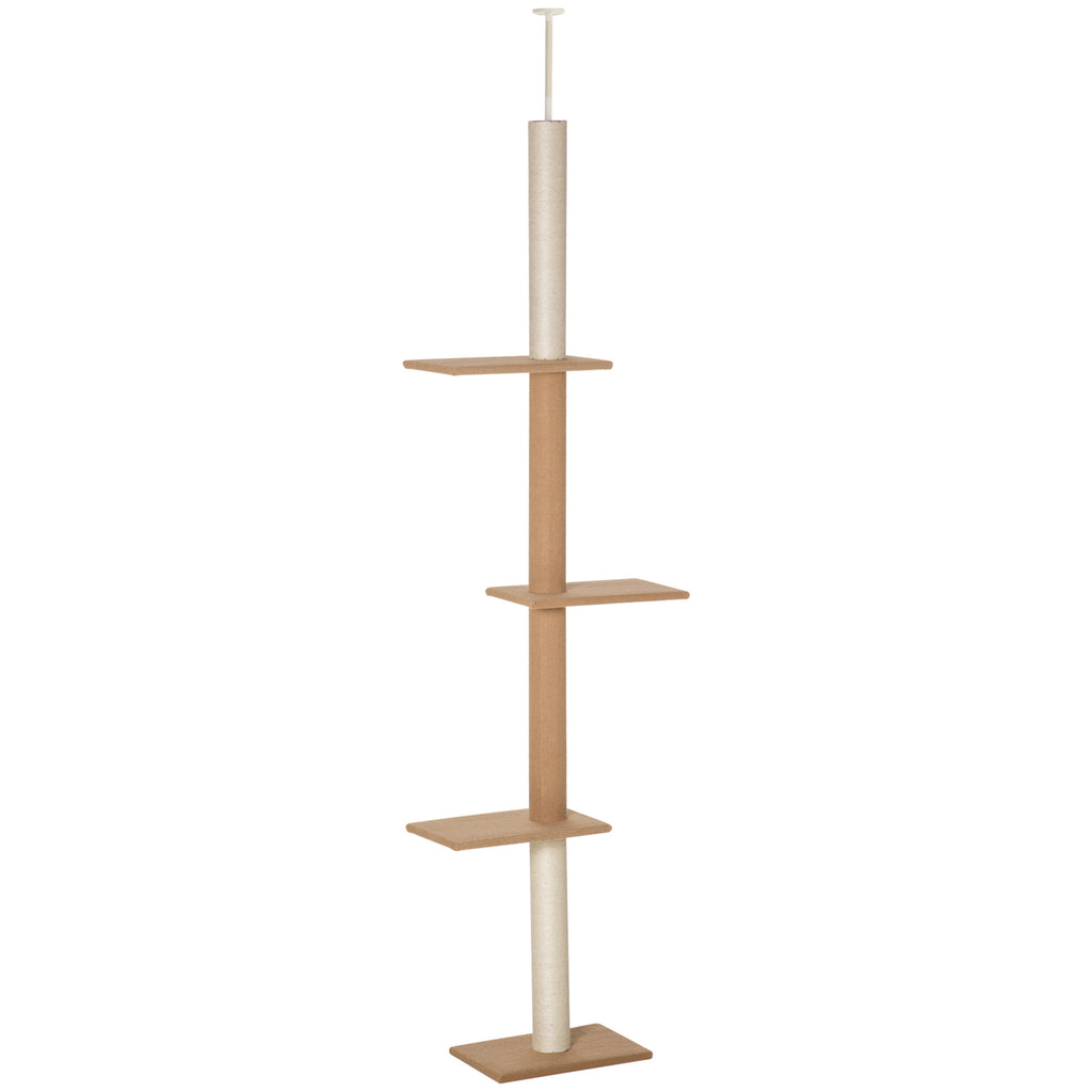 Takhögt klösträd med 4 plattformar – Khaki, 228–260 cm