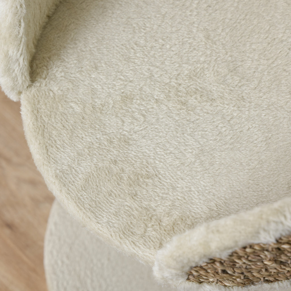 Kompakt klösträd med upphöjd kattbädd och leksak – Natur/Beige, 49 cm