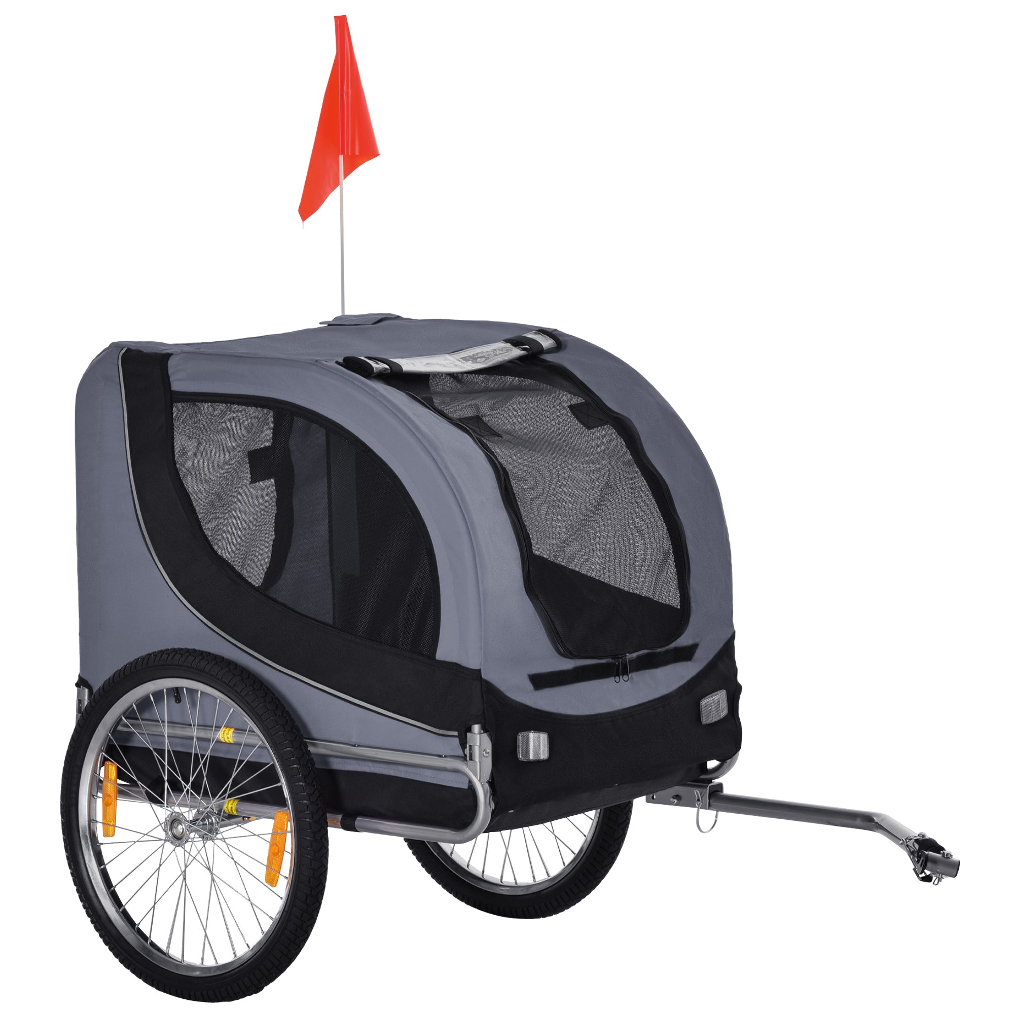 Hopfällbar Cykelvagn för Hundar – Grå/Svart – Max 30 kg
