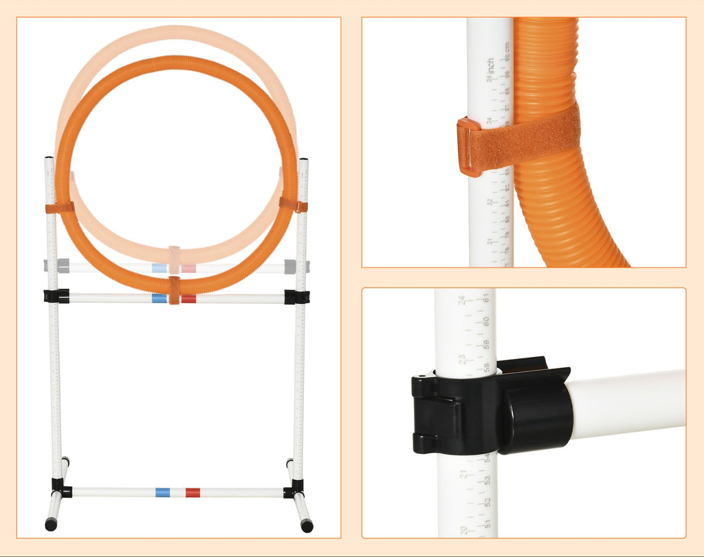 Agility Hoppring för Hundar – 2-i-1 Design med Transportväska – Orange/Vit