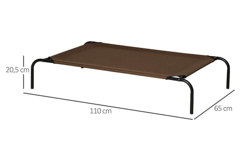 PawHut Upphöjd Hundbädd med Extra Överdrag – Grå/Kaffe – 110 x 68 cm