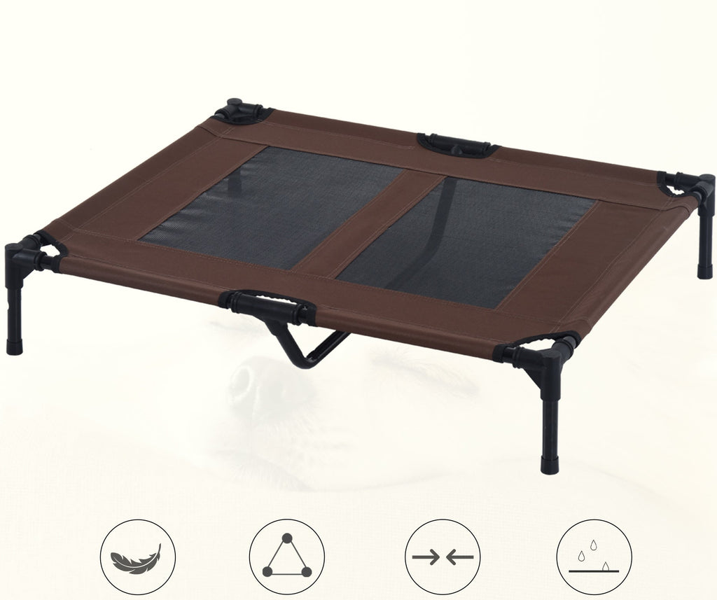 PawHut Upphöjd Hundbädd för Utomhusbruk – Kaffebrun – 92 x 76 cm