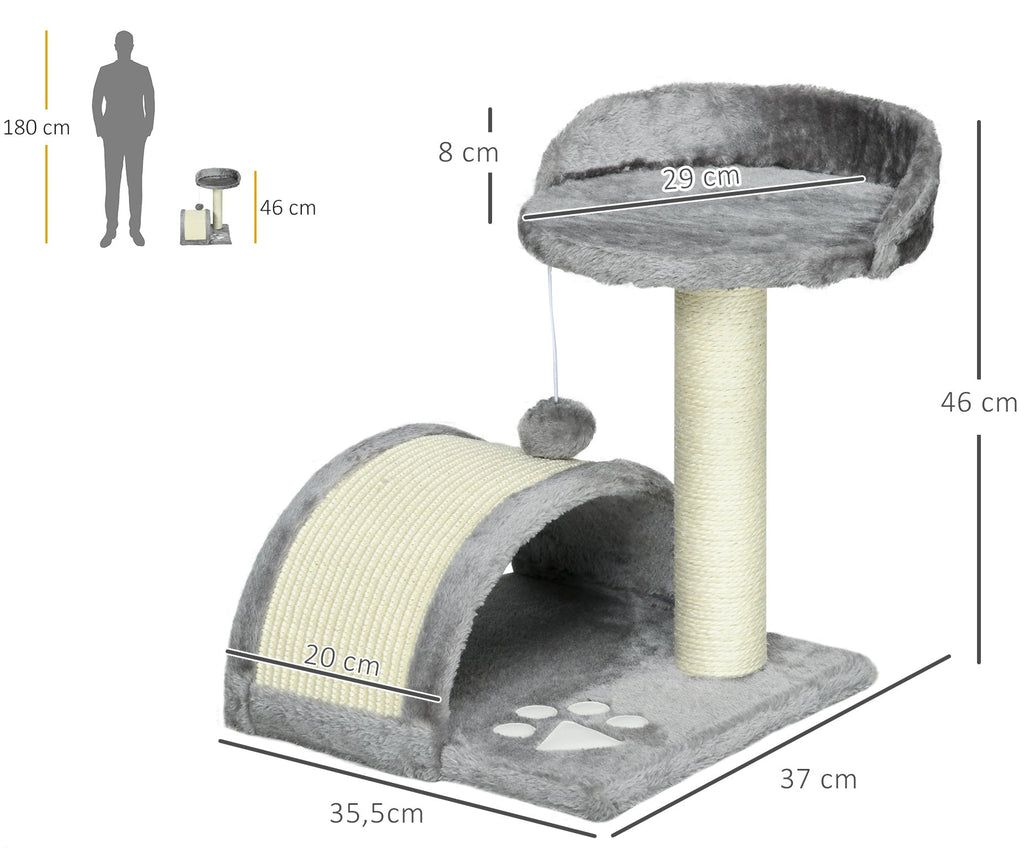 Kompakt klösträd med koja och utsiktsplats – Grå, 46 cm