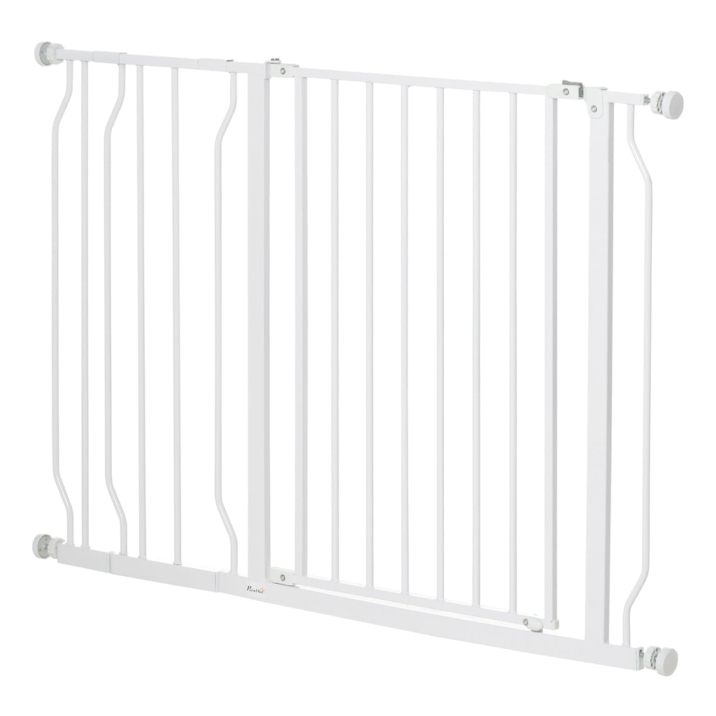 PawHut Tryckmonterad Säkerhetsgrind för Husdjur – Vit – 75–115 cm