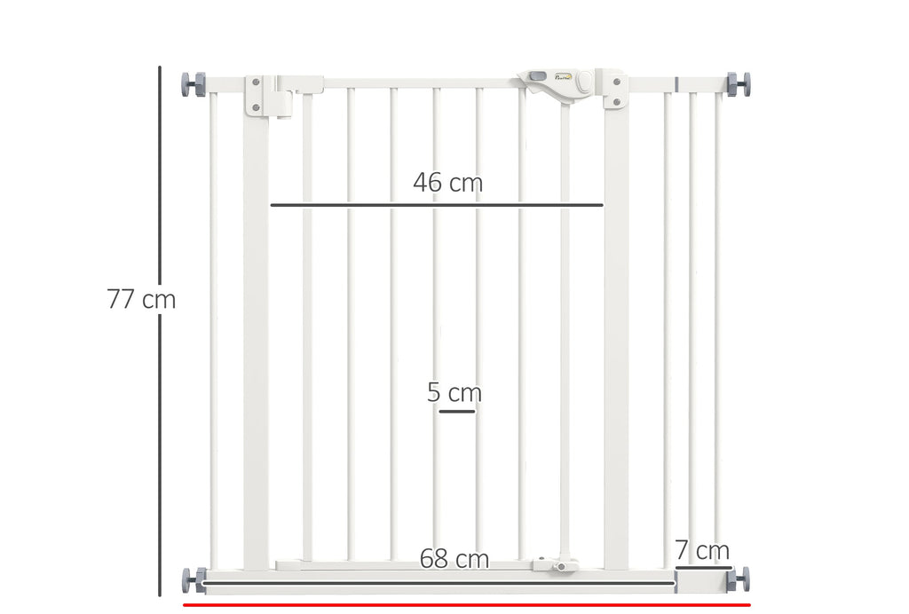 Säkerhetsgrind för Hundar och Husdjur, Justerbar 74-87 cm, Vit Metall