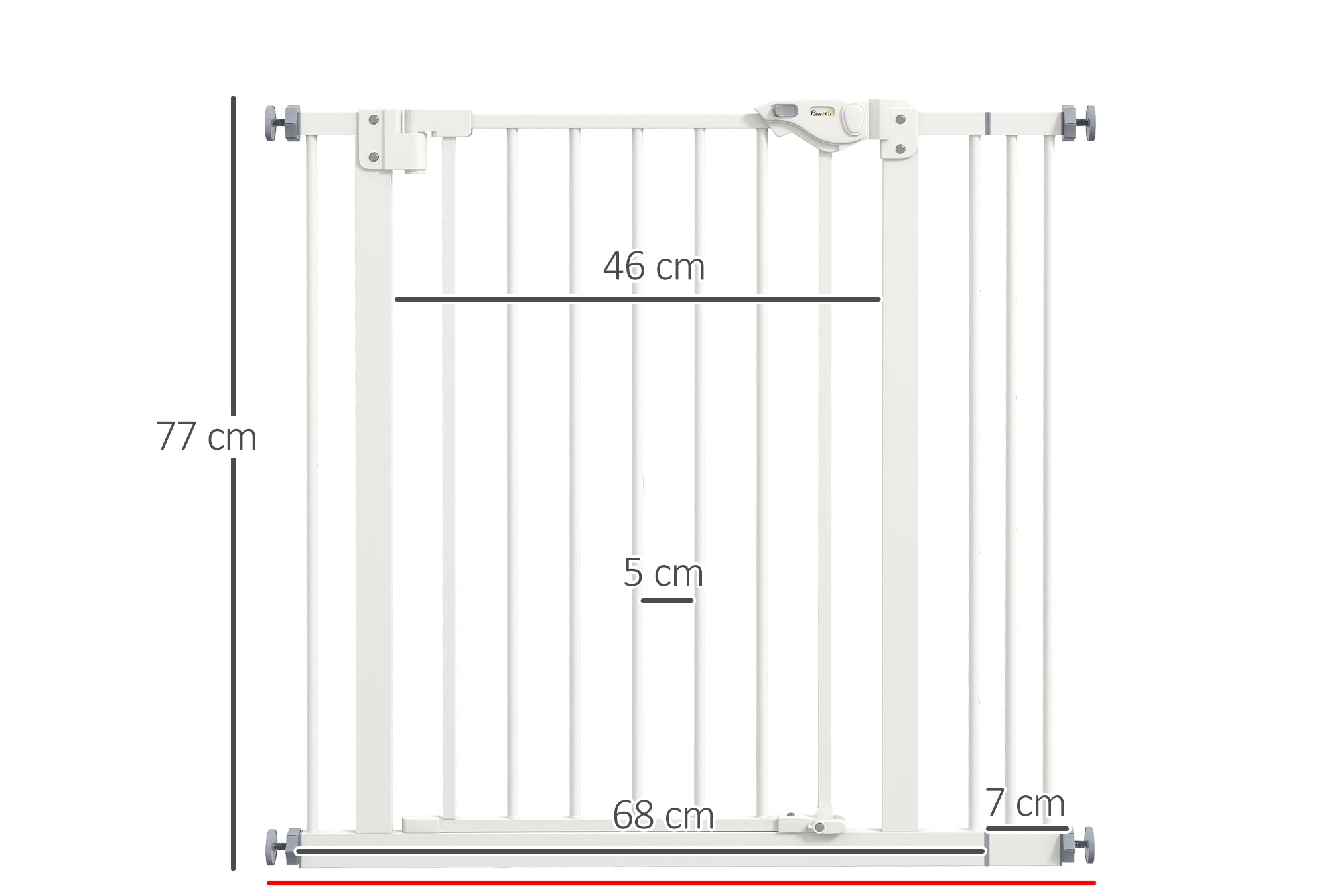 Säkerhetsgrind för Hundar och Husdjur, Justerbar 74-87 cm, Vit Metall