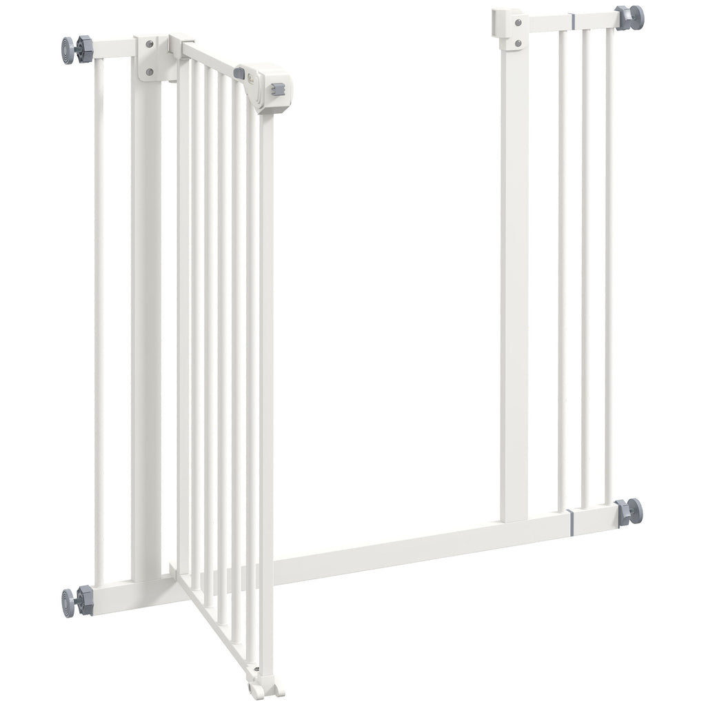 Säkerhetsgrind för Hundar och Husdjur, Justerbar 74-87 cm, Vit Metall