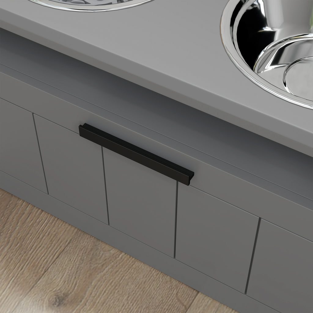 Matstation för Stora Hundar – Ergonomisk Design med Förvaringslåda (Grå)