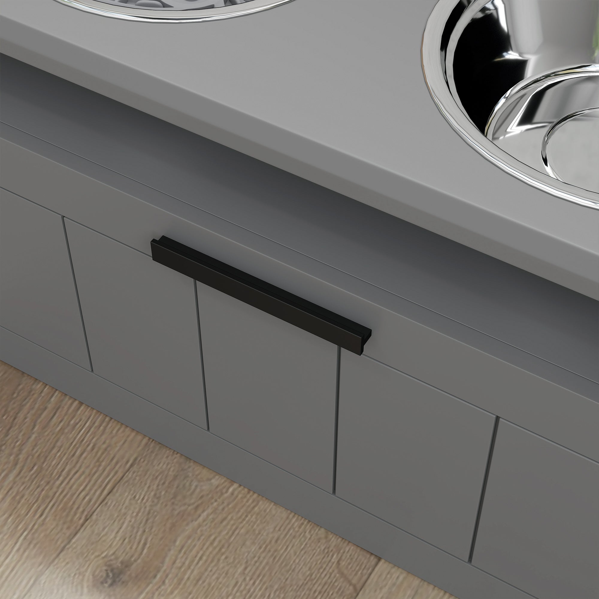 Matstation för Stora Hundar – Ergonomisk Design med Förvaringslåda (Grå)