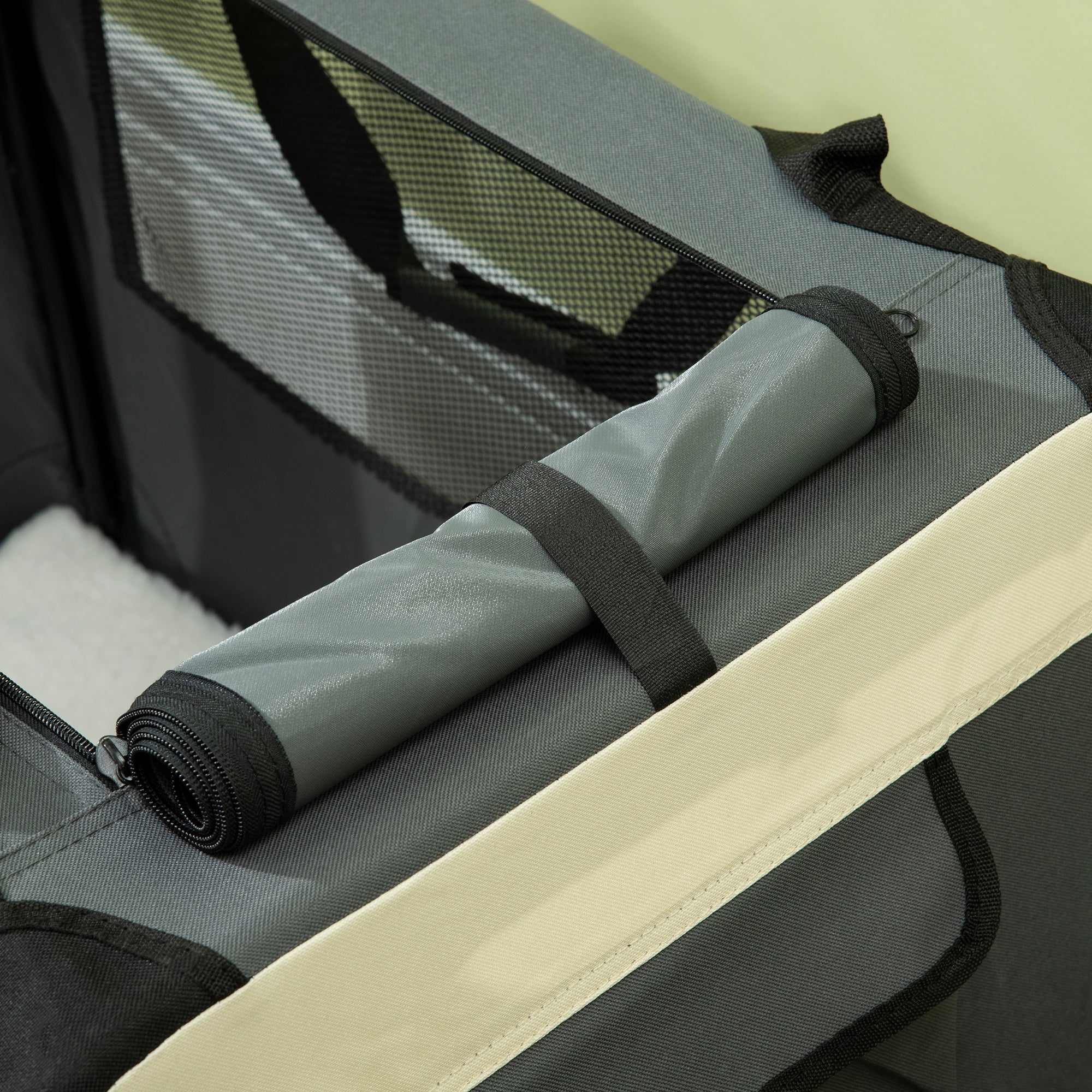 Fällbar transportväska med tre dörrar och mjuk dyna – Grå, 70 cm