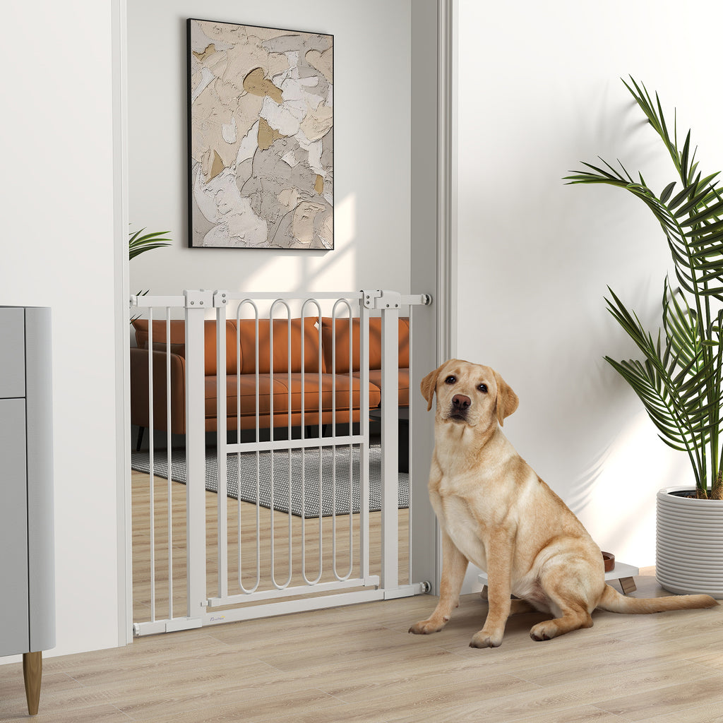 Hundgrind för Dörr & Trappa – Justerbar 76–104 cm (Vit, Höjd 94 cm)
