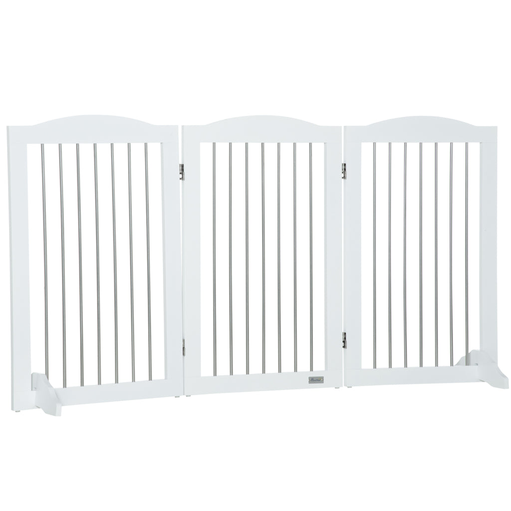 PawHut Fällbart Hundstaket med 3 Paneler – Vit – 154 x 30 x 80 cm