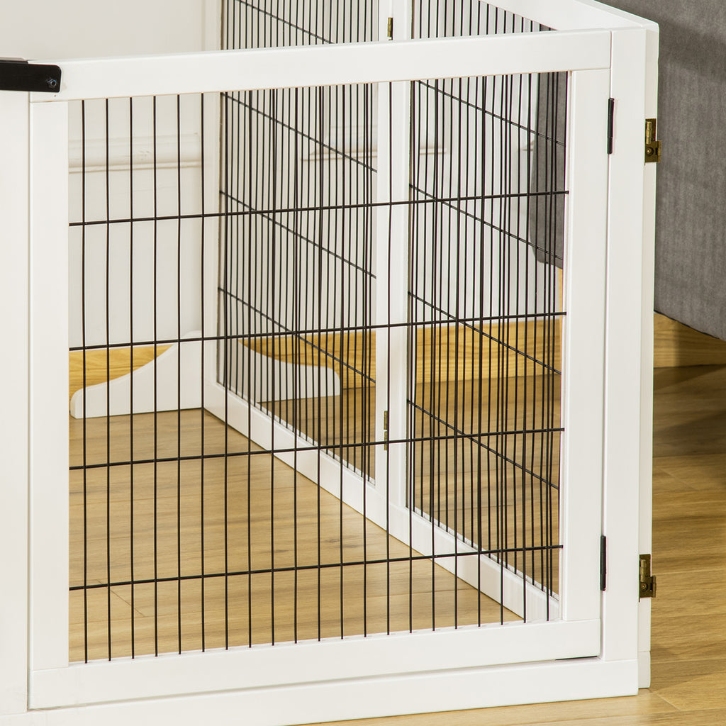 PawHut Extra Lång Säkerhetsgrind i Trä – 6 Paneler – Vit – 432 cm
