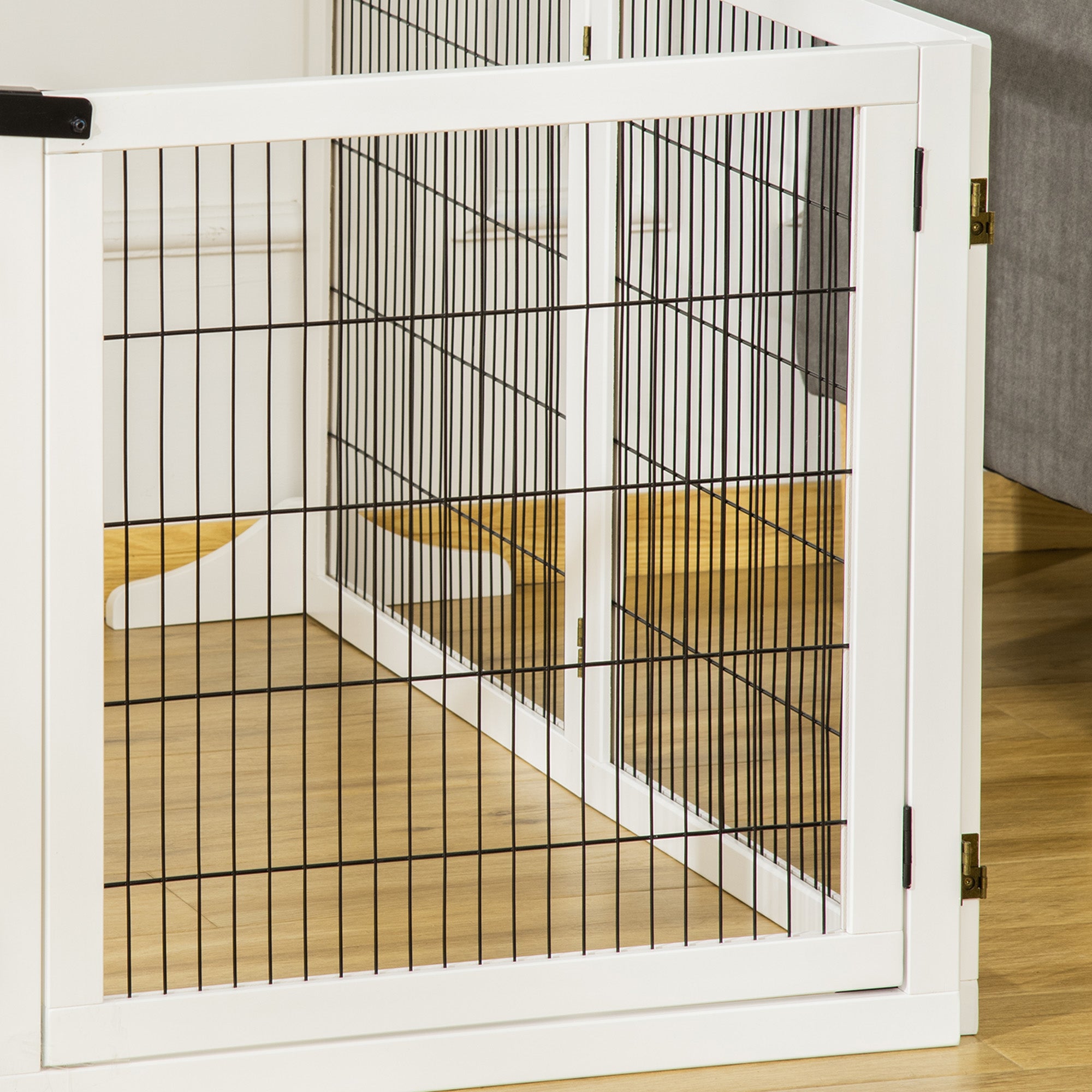 PawHut Extra Lång Säkerhetsgrind i Trä – 6 Paneler – Vit – 432 cm