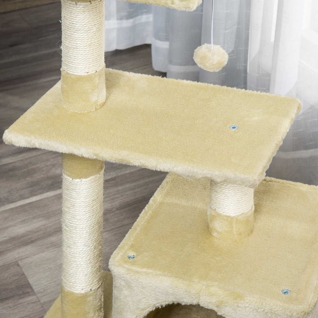 Klösträd 81,5 cm med kattgrotta, plattformar och lekboll – Beige