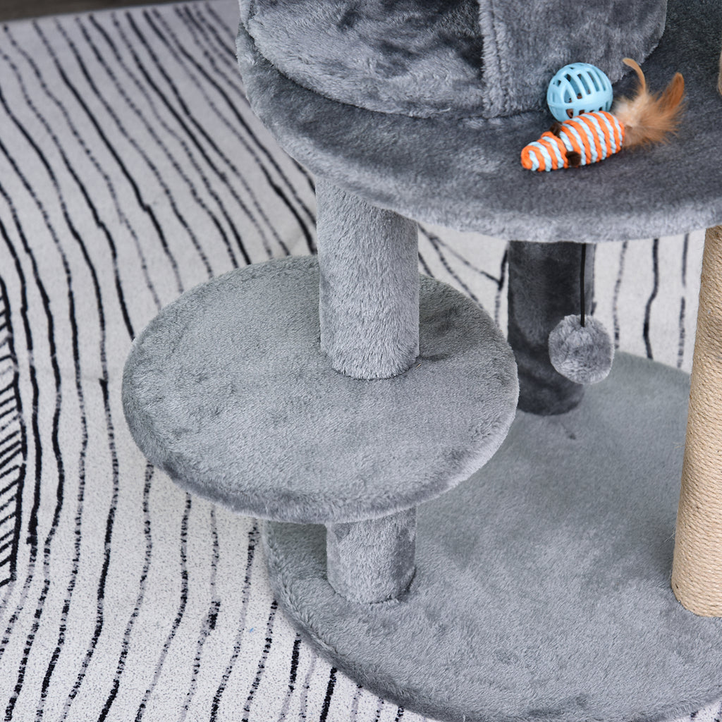 Lyxigt klösträd 104 cm med kattgrotta och lekfull design – Grå