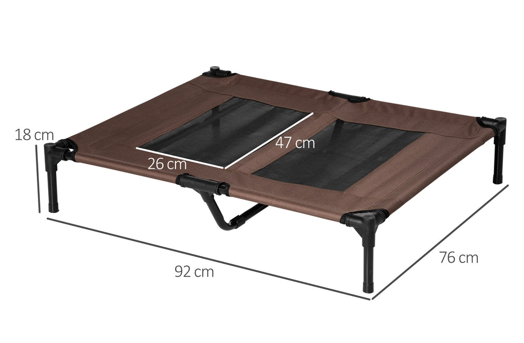 PawHut Upphöjd Hundbädd för Utomhusbruk – Kaffebrun – 92 x 76 cm