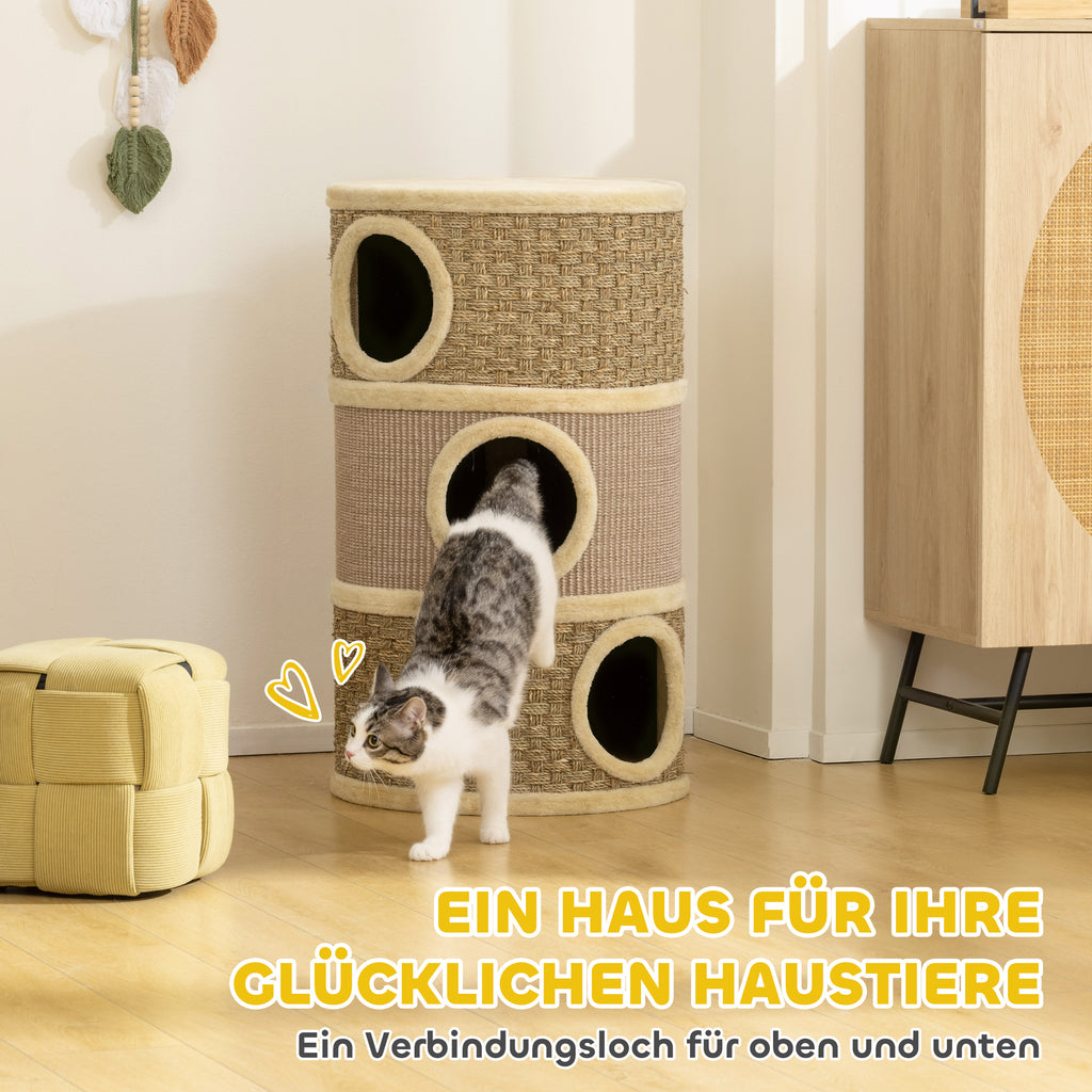 Stor klöstunna med 3 våningar, 79 cm hög – Ø 45 cm, Khaki/Brun