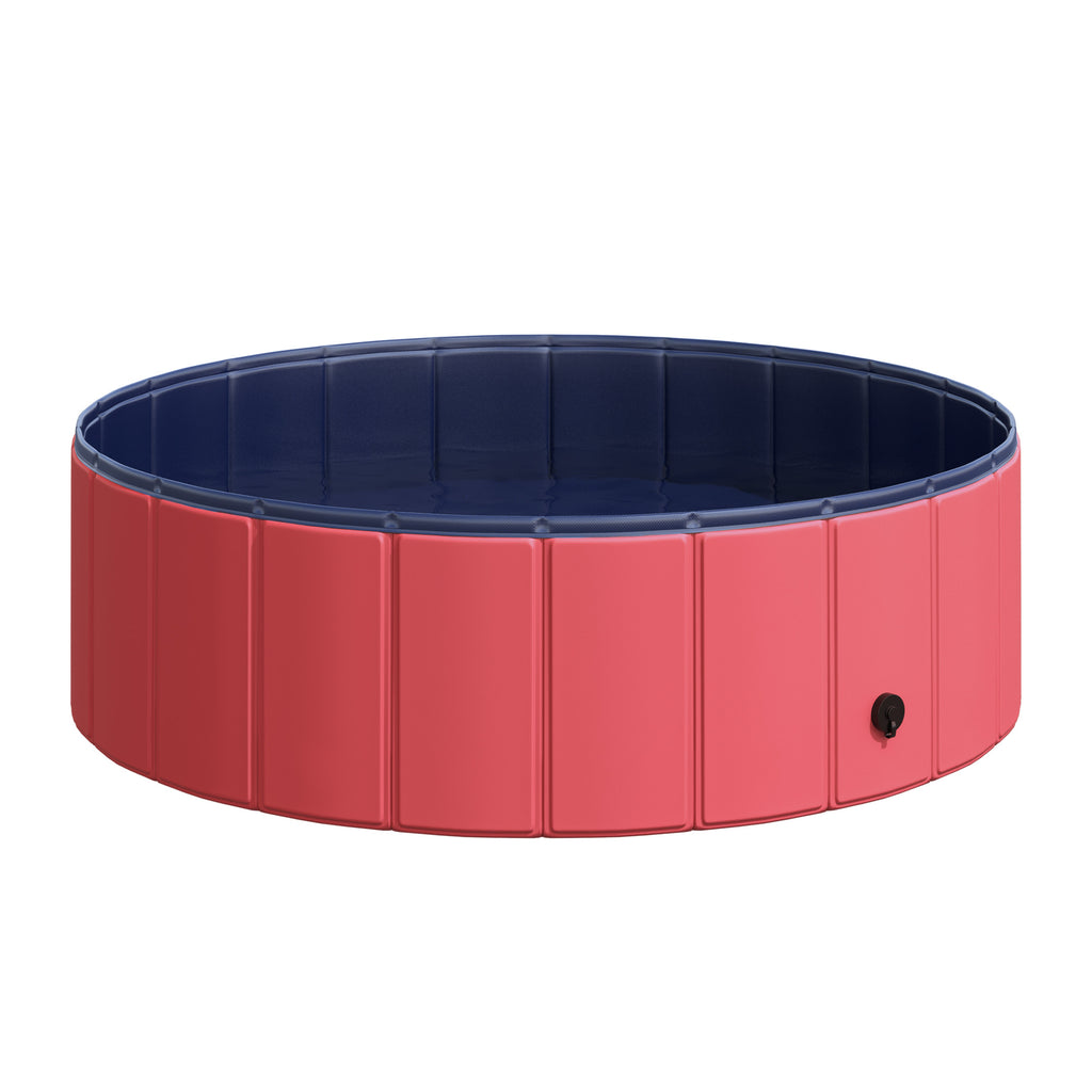 Kompakt Hopfällbar Hundpool – Röd/Blå – Ø100 x 30 cm