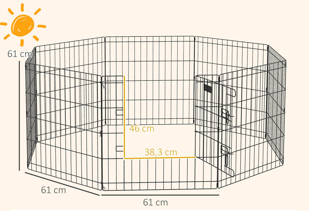 Flexibel Valphage i Metall – 8 Paneler, Svart, 61 cm Höjd
