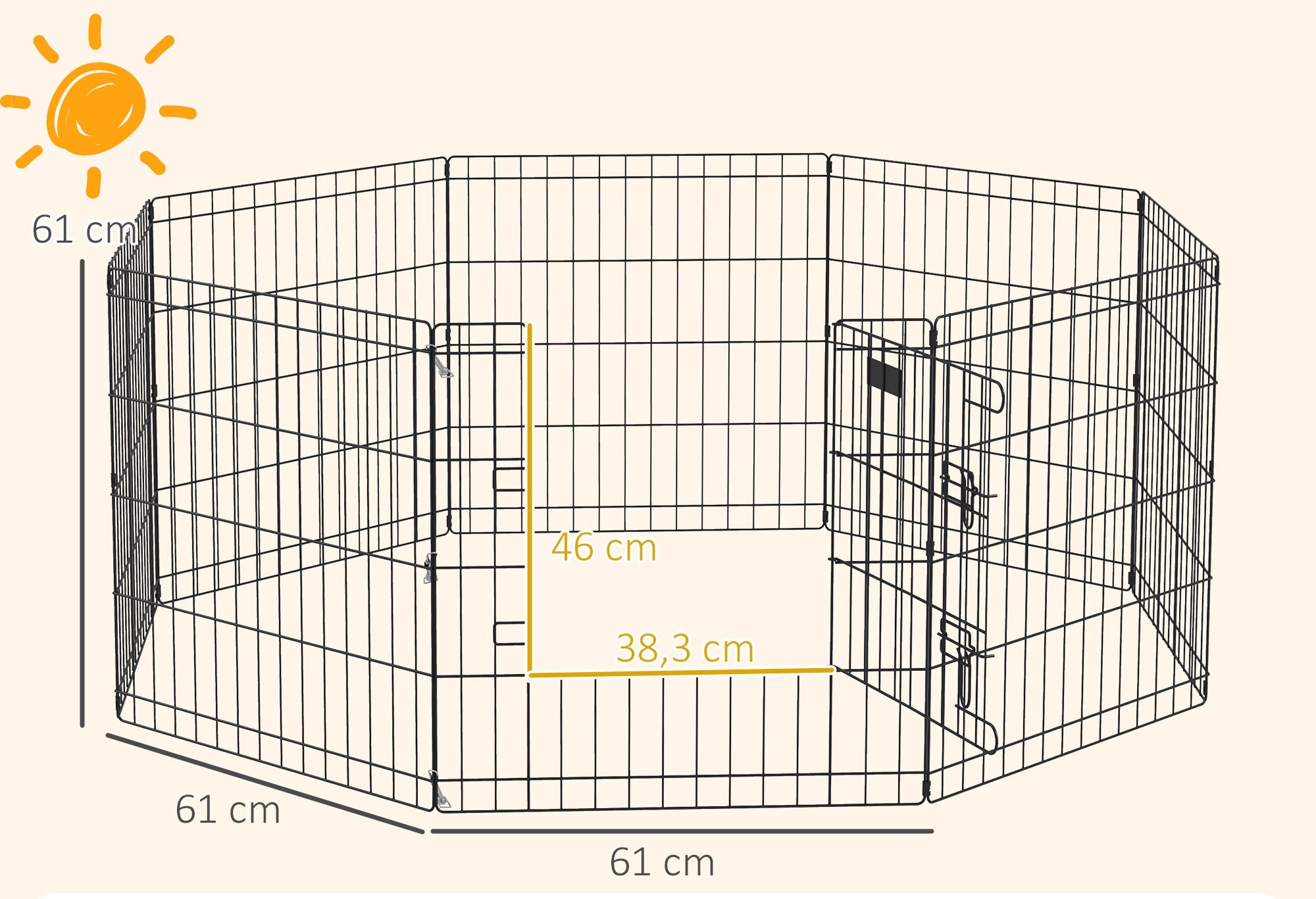 Flexibel Valphage i Metall – 8 Paneler, Svart, 61 cm Höjd