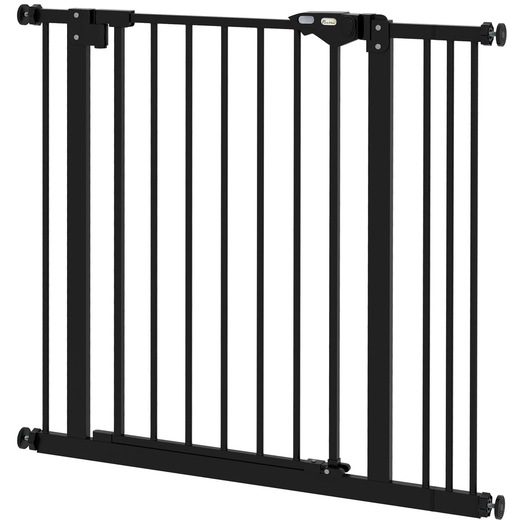 Säkerhetsgrind för Hundar och Husdjur, Justerbar 74-87 cm, Svart Metall